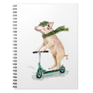 Cuaderno Cerdo en una moto