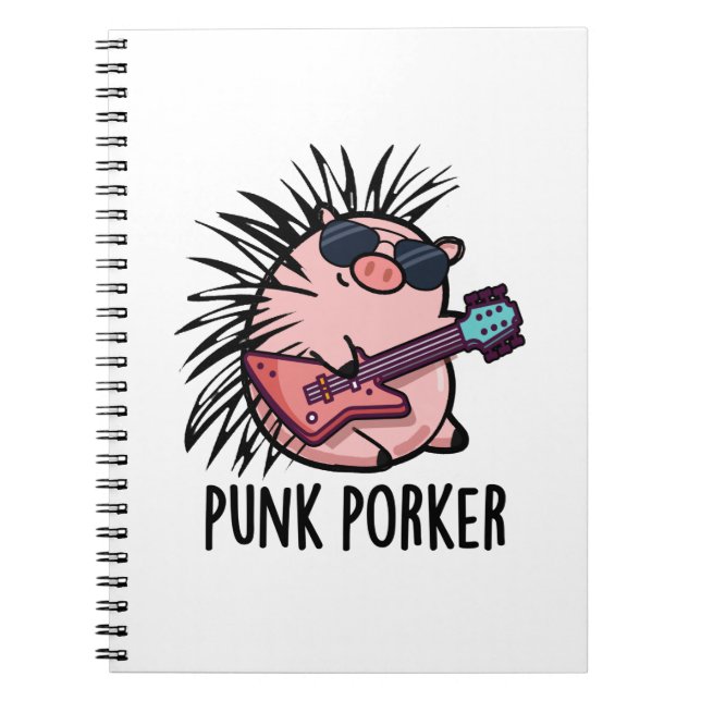 Cuaderno Cerdo punk divertido punk rockero castigo  (Frente)