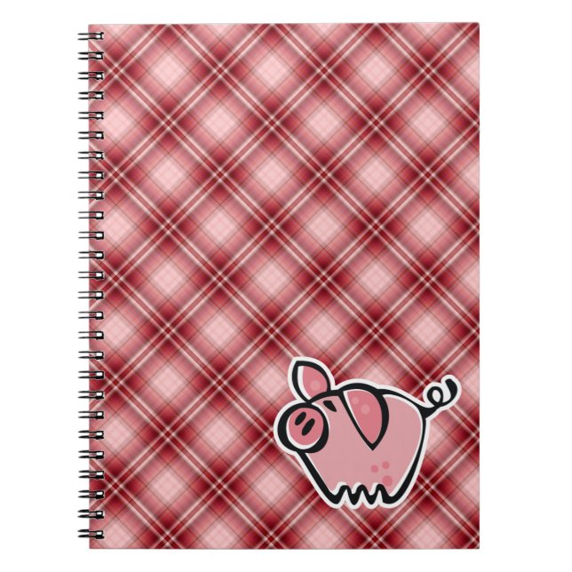 Cuaderno Cerdo rojo de la tela escocesa (Frente)