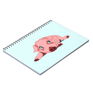 Cuaderno Cerdo rosa con ojos azules para el portátil tu col