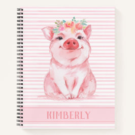 Cuaderno Cerdo rosa personalizado