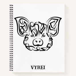 Cuaderno Cerdo tribal blanco y negro