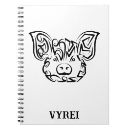 Cuaderno Cerdo tribal blanco y negro
