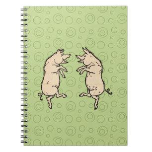 Cuaderno Cerdos Antiguos Bailando: Travieso Jig de Cerdito