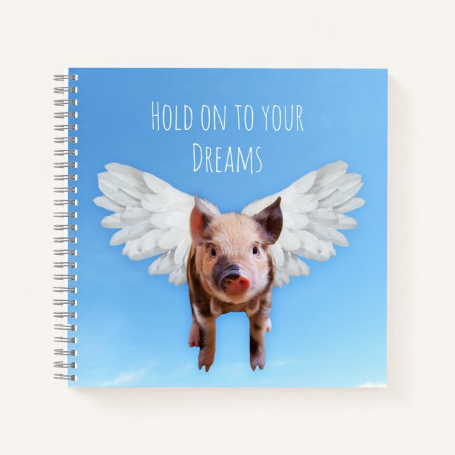 Cuaderno Cerdos Divertidos Pueden Volar Agárrate a los Sueñ (Anverso)