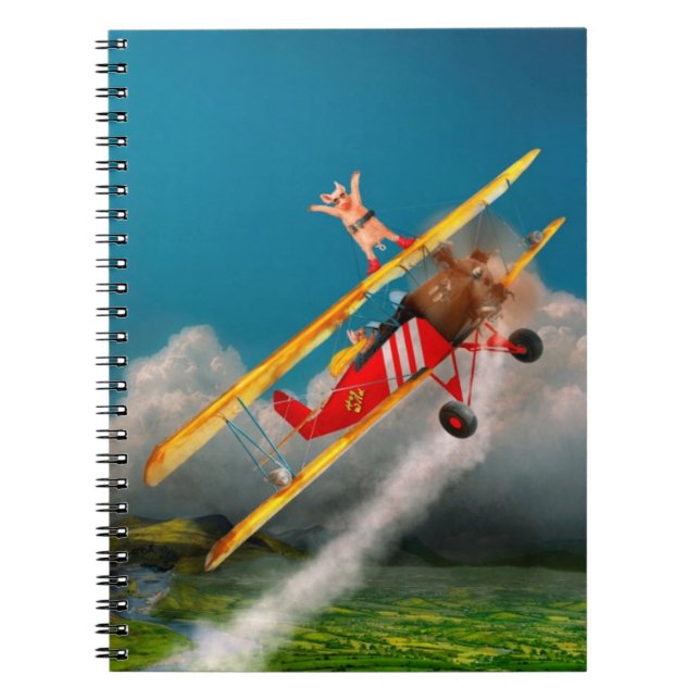 Cuaderno Cerdos Voladores - Avión - Locos Cerdos (Frente)