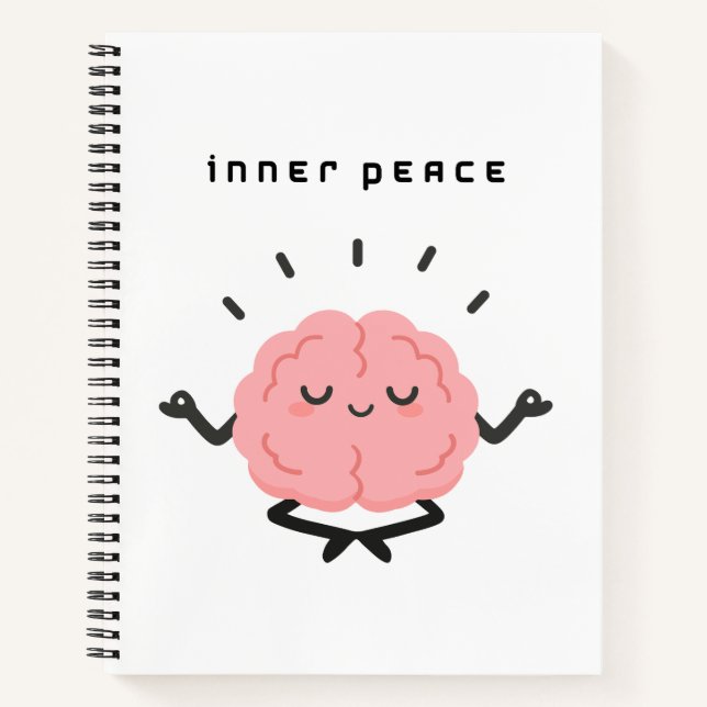 Cuaderno Cerebro Meditando Adorable & Paz Interior Minimali (Anverso)