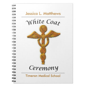 Cuaderno Ceremonia de Abrigo Blanco Médico de oro, regalo d