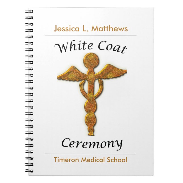 Cuaderno Ceremonia de Abrigo Blanco Médico de oro, regalo d (Frente)