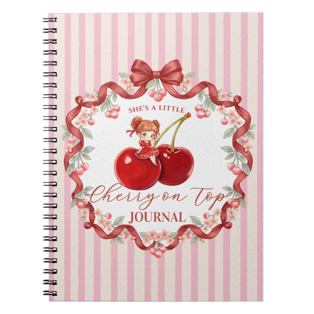 Cuaderno Cereza Dulce en la Parte Superior Coquette Cumplea (Frente)