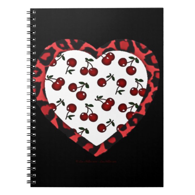Cuaderno Cerezas de Rockabilly RAB Estampado de Corazón de  (Frente)