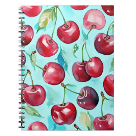Cuaderno Cerezas dulces arte de cereza acuarela colorida 