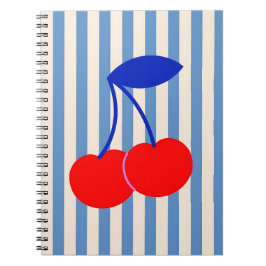 Cuaderno Cerezas Rayadas Retro Lindas