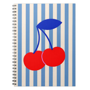 Cuaderno Cerezas Rayadas Retro Lindas