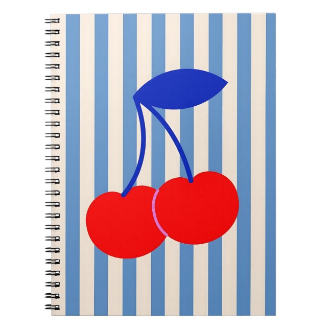 Cuaderno Cerezas Rayadas Retro Lindas (Frente)