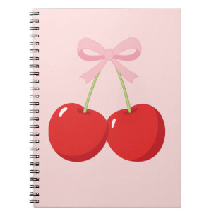 Cuaderno Cerezas Rojas con Lazo Rosa Coquette Cottage Chic