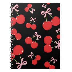 Cuaderno Cerezas Rojas con Lazo Rosa Coquette Cottage Chic