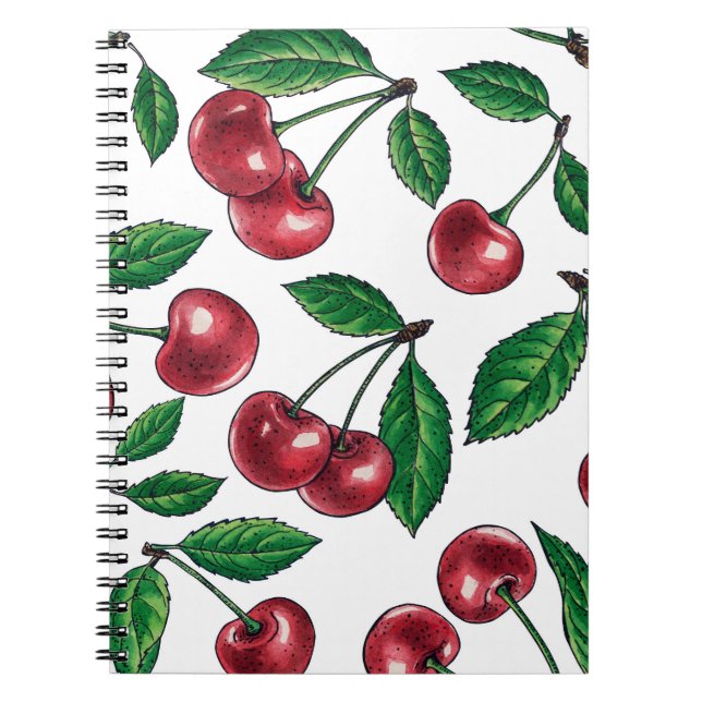 Cuaderno Cerezas rojas en blanco (Frente)