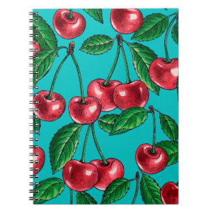 Cuaderno Cerezas rojas en turquesa