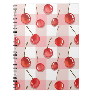 Cuaderno Cerezas Rojas Pintadas a Mano Patrón Continuo