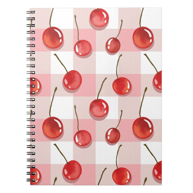 Cuaderno Cerezas Rojas Pintadas a Mano Patrón Continuo (Frente)
