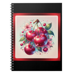 Cuaderno Cerezas Rosadas Monas Floral Femenino Rosa