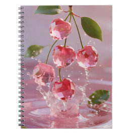 Cuaderno Cerezas surrealistas de gema con salpicón rosa
