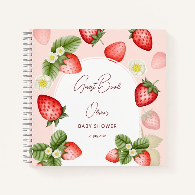 Cuaderno Cerezo de fresa dulce bebé ducha invitado (Anverso)