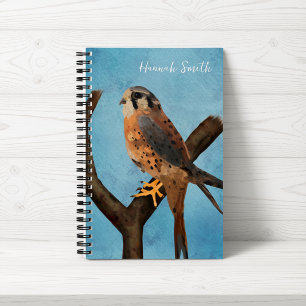 Cuaderno Cernícalo Americano Acuarela Pájaro Personalizad