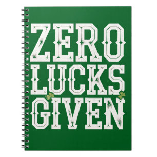 Cuaderno Cero Suerte Dada Divertido Día de San Patricio Irl