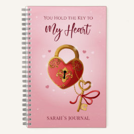 Cuaderno Cerradura y Llave de Corazón con Filigrana de Oro 