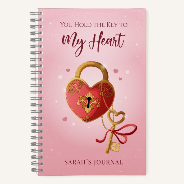 Cuaderno Cerradura y Llave de Corazón con Filigrana de Oro  (Anverso)