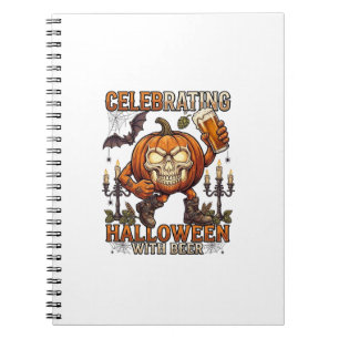 Cuaderno Cerveza de Halloween Calavera Calabaza Murciélago