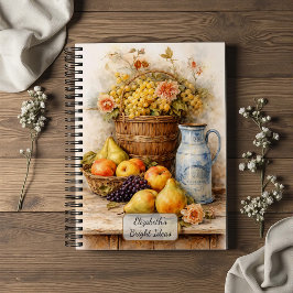 Cuaderno Cesta de Frutas de Cosecha Vintage