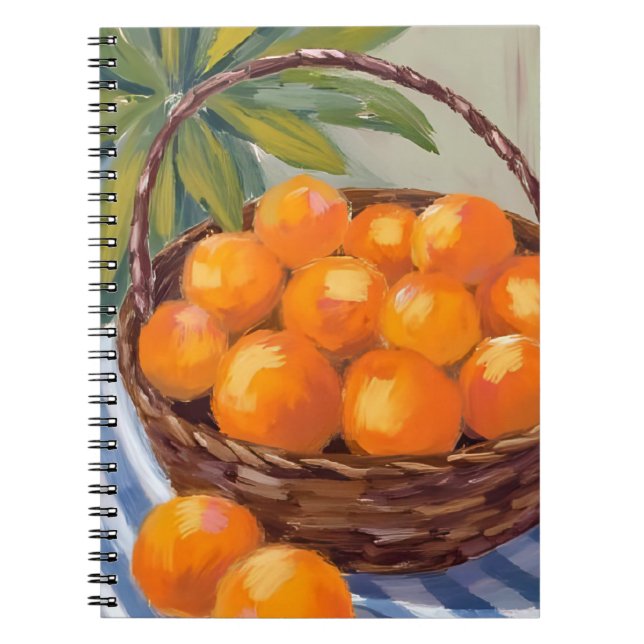 Cuaderno Cesta de Naranjas Frutas Cítricos Pintura (Frente)