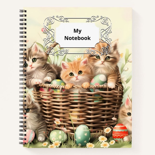 Cuaderno Cesta de Pascua de Primavera Kitten (Anverso)