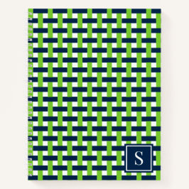 Cuaderno Cesta de Tejido entrelazado - Monograma Azul Marin