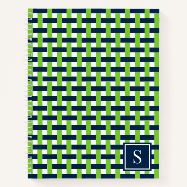 Cuaderno Cesta de Tejido entrelazado - Monograma Azul Marin (Anverso)
