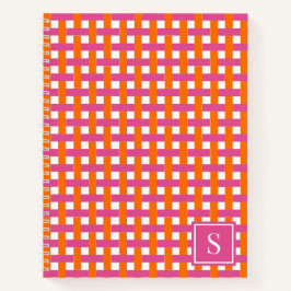 Cuaderno Cesta tejida Preppy – Monograma rosa intenso y nar