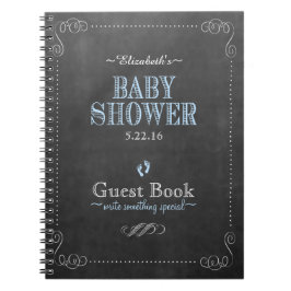 Cuaderno Chalkboard Look Blue Baby Shower Guest Book -