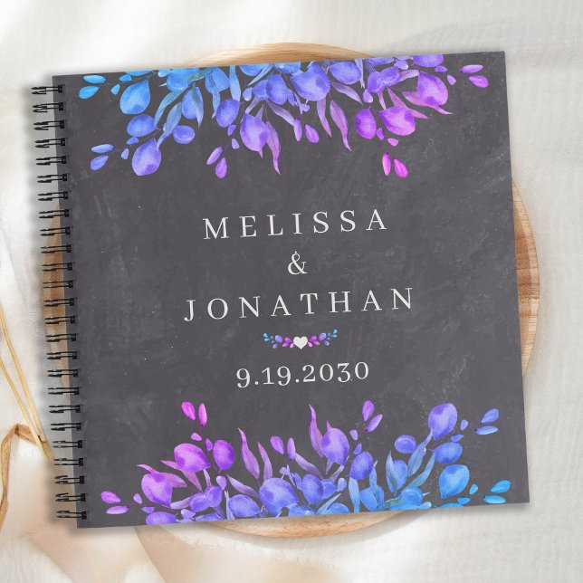 Cuaderno Chalkboard Manual del Boda Botánico Azul Púrpura (Subido por el creador)