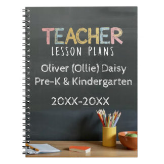 Cuaderno Chalkboard-Style Teacher Lesson Plan Notebook