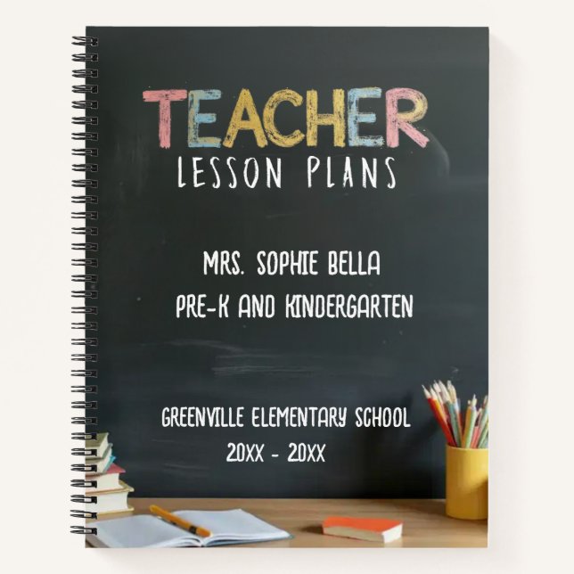 Cuaderno Chalkboard-Style Teacher Lesson Planner (Anverso)