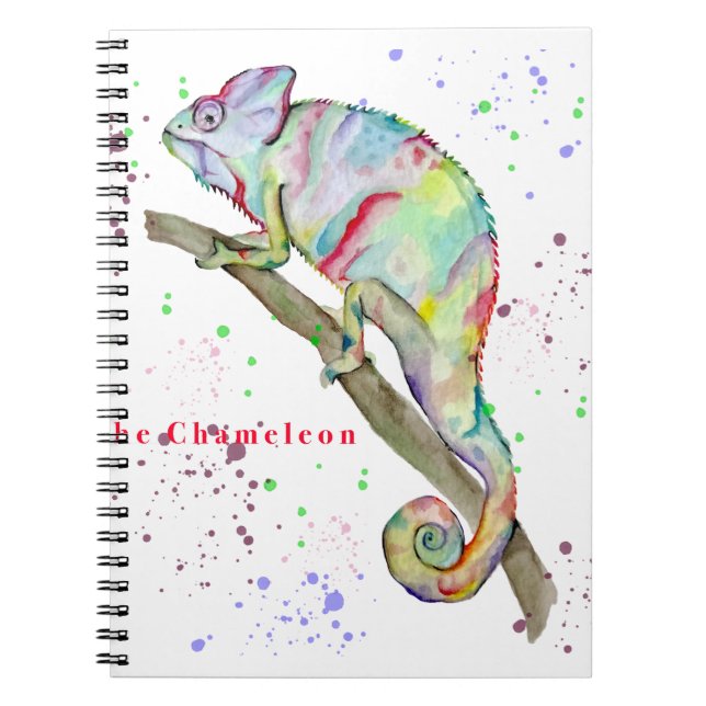 Cuaderno Chameleon divertido de color de agua (Frente)