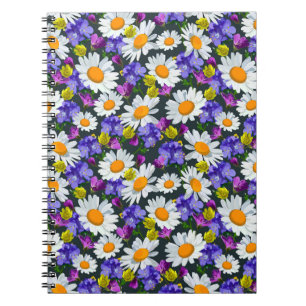 Cuaderno Chamomile, flores silvestres: patrón sin costuras.
