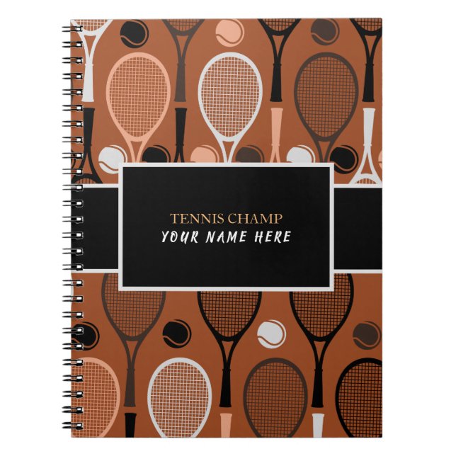 Cuaderno Champ de tenis Nombre de jugador Divertido Persona (Frente)