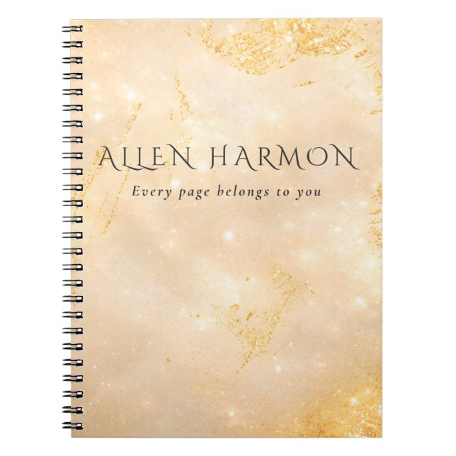 Cuaderno Champagne de Lujo Dorado con Nombre Personalizado  (Frente)