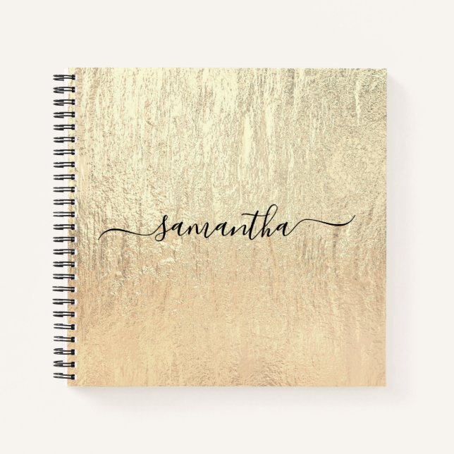 Cuaderno Champagne de Lujo Nombre de Firma Dorada (Anverso)