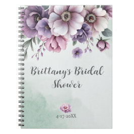 Cuaderno Champán para Novia Floral Lavanda y Verde