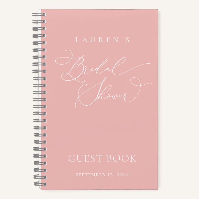 Cuaderno Champán Rubor Moderno Bridal Shower Guest Book (Anverso)